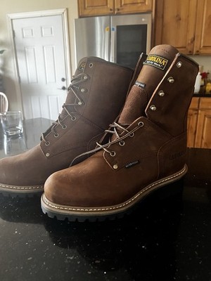 Carolina Waterproof Brown Leather Work Bootstraps Durable Construction 9.5 