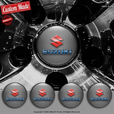 Suzuki Decals Set of 4 3D Gel Silicone Center Wheel Caps Stickers