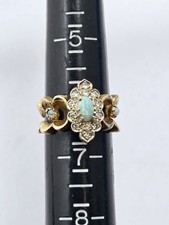 14 Karat Gelbgold Opal Diamant Ring 7,4 g Größe 6,25
