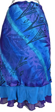 ROMAN Layered Skirt UK 16 Blue/Purple/Aqua Fully Lined Chiffon Waterfall Hem
