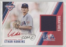 2018 Panini USA Baseball Stars & Stripes Red Ink /299 Ethan Hankins #33 Auto 0f8