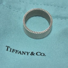 Tiffany  & Co Sterling Silver Somerset Mesh Firm Solid Ring Size 10 Width 10Mm