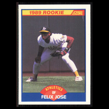 Felix Jose Rookie #629 1989 Score Oakland Athletics Baseball Card MLB NM. rookie card picture