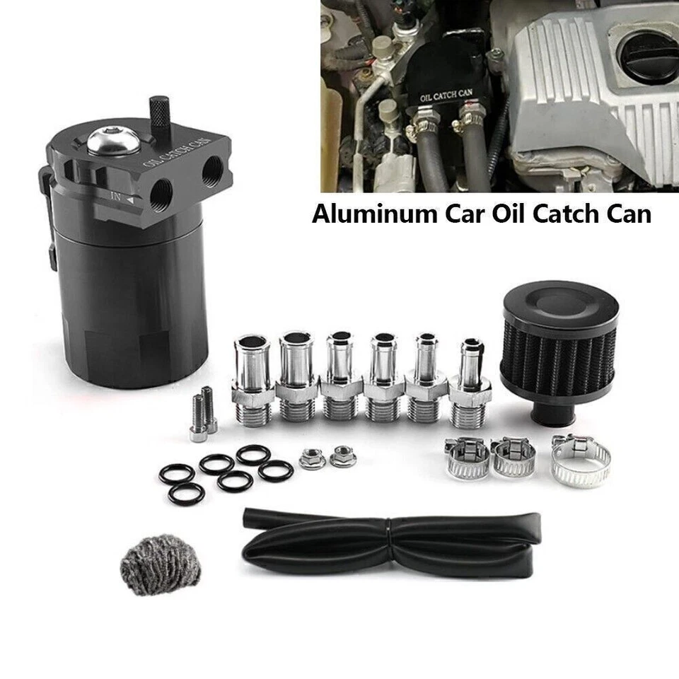 Car Oil Catch Can Kit Aluminum 300ML Air Oil Separator Catch Can Breather Filter Foto 2 de 4