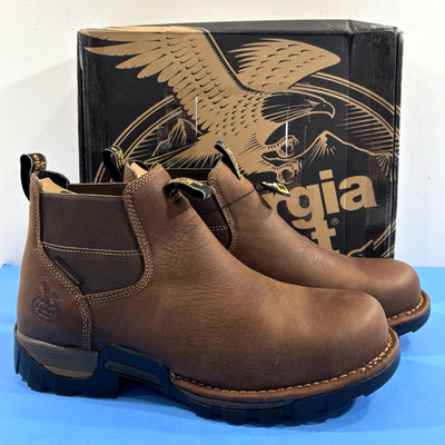 NEW GEORGIA BOOT men\'s eagle one safety toe chelsea boot in brown Georgia Boot Eagle One Steel Toe Waterproof Work Boot  main image 2
