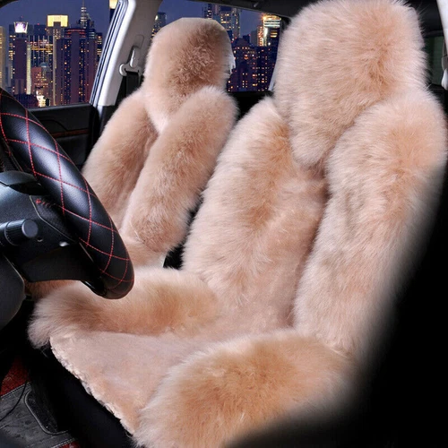2PCS Genuine Australian Sheepskin Fur Long Wool Car SUV Front Seat Cover Winter - Picture 16 of 18