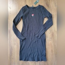 NEW wild fable black ribbed rose dress medium