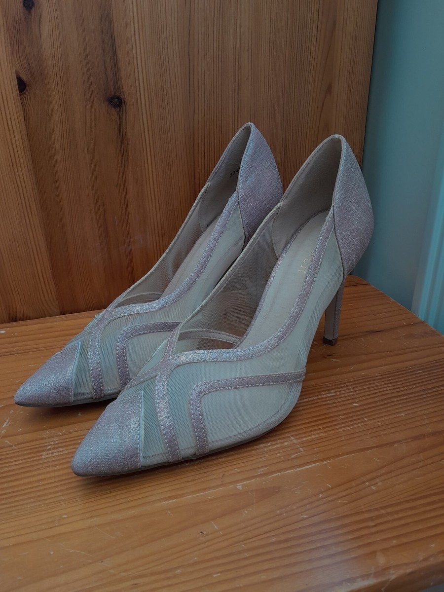 Womens MENBUR Rose Gold Glitter Court Heel Shoes UK EU 38 BNIB