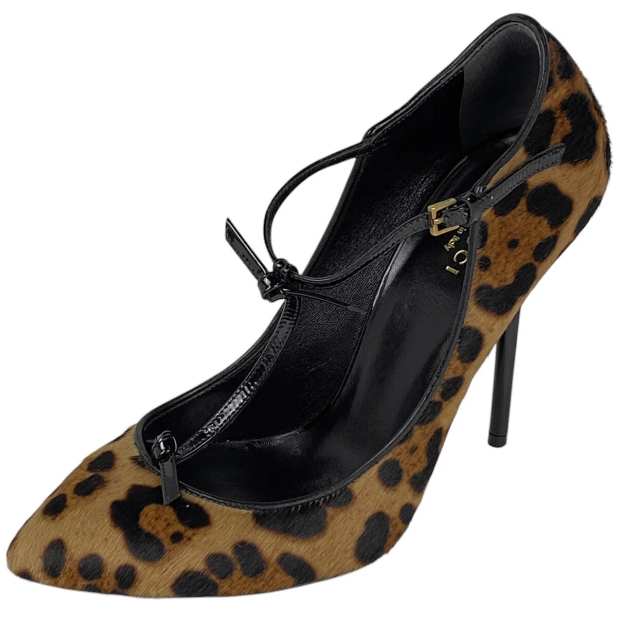 Escarpins à talons hauts motif léopard GUCCI cuir Harako marron femme