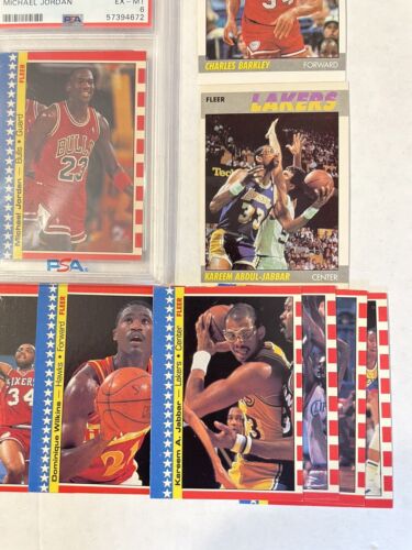 1987-88 Fleer Basketball Komplettset 132 & 11 Aufkleber #59 Michael Jordan PSA 8 - Bild 12 von 23