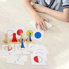 Wooden Fraction Manipulatives Preschool Teaching Aids Educational Toys Learning