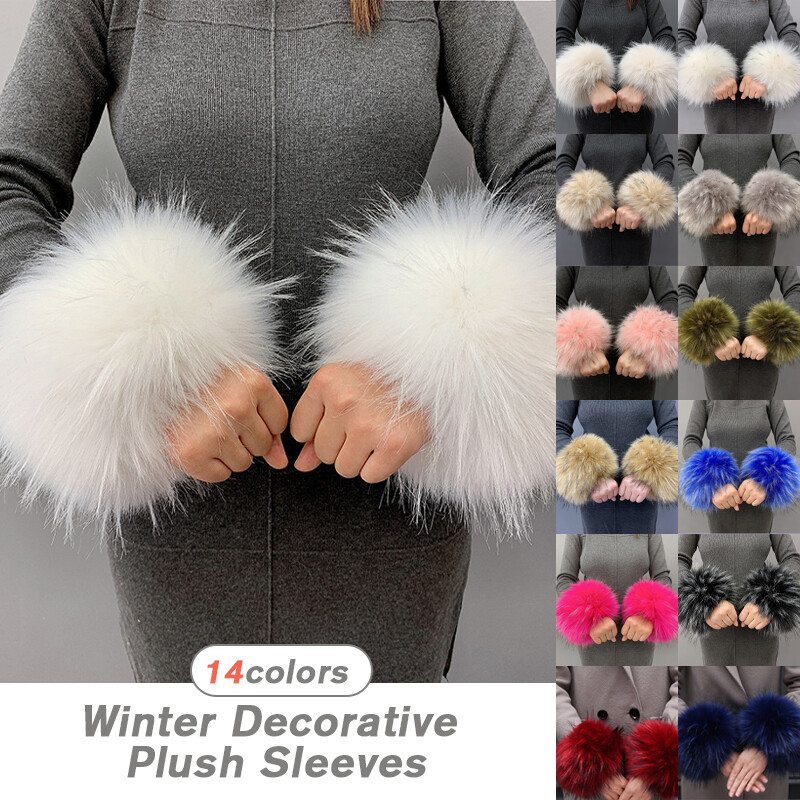 Womens Winter Faux Fox Fur Hair Soft Wrist Band Ring Cuff  display picture 3