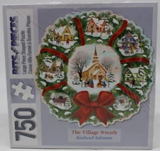 Bits And Pieces 750 Large Piece Puzzle The Village Wreath Shaped 25" X 24.5"