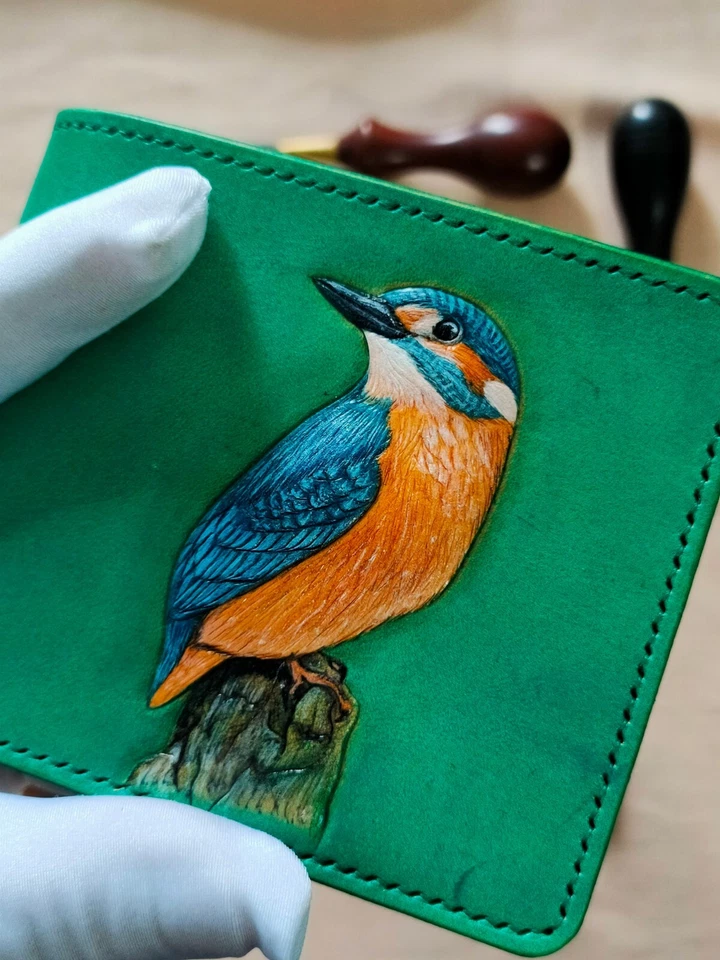 Hunting Bird Leather Craving Unisex Wallet ||| 100% Handmade - Image 2 of 4