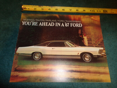 1967 FORD FULL-LINE CAR SALES BROCHURE / CATALOG ORIGINAL MUSTANG T-BIRD FALCON+
