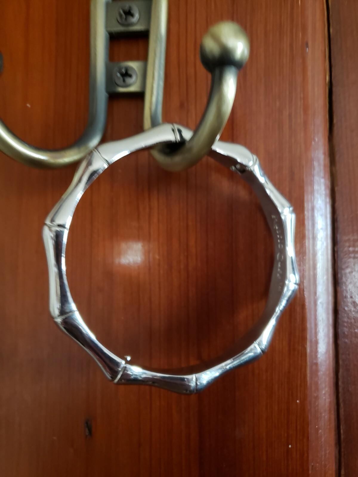 Rustic Cuff Silvertone Bracelet Silver Bangle Fas… - image 1