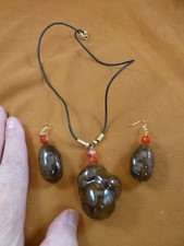 (PP31-216) Real Jumbo MOOSE POOP doo doo nugget turds NECKLACE + Earrings Set