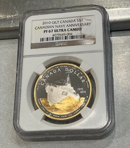 2010 Canada S$1 Gilt Canadian Navy 100th Anniversary NGC PF67 Ultra Cameo