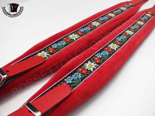 Accordion Shoulder Straps Red Folk Style - Picture 6 of 8