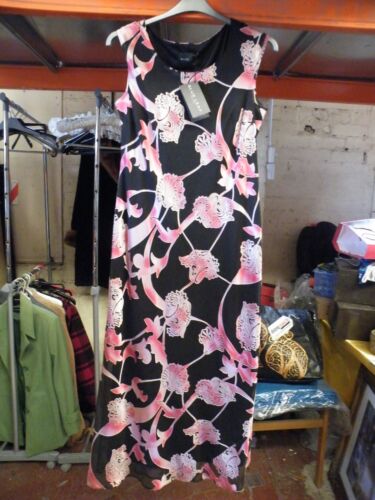 LONG SUMMER DRESS PINK/BLACK SIZE 16 - Picture 1 of 3