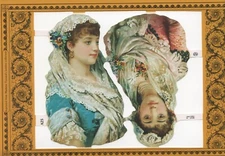 2 Vict. Women -Scarves-Flowers Scrap Book Mamelok-Madame Tussaud London England