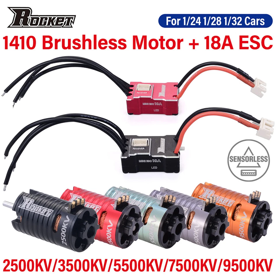 Rocket MINI RC Brushless Motor 18A ESC Combo für Kyosho 1/24 1/28 1/32 RC Car - Bild 3 von 4