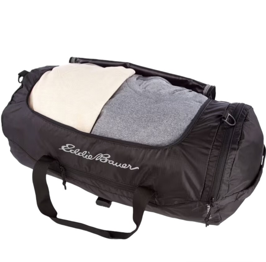 Eddie Bauer Stowaway Packable 45L Duffle Bag Black Onyx