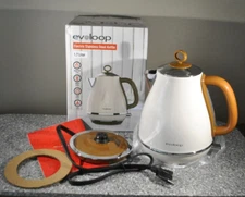 Evoloop 1.7L Electric Kettle, Tea Kettle, Hot Water Boiler Heater, 120V, Cream