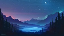 Landscape rmradev illustration nature mountains night Custom Gaming Mat Desk