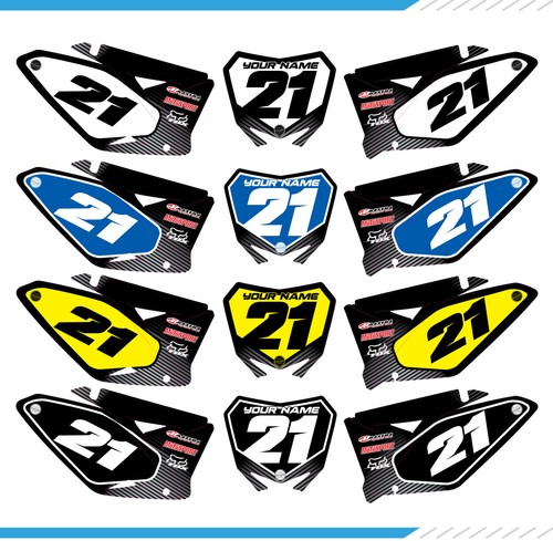 SUZUKI RM RMZ Motocross Number Backgrounds 125 250 450 DECALS / STICKERS - Afbeelding 1 van 4