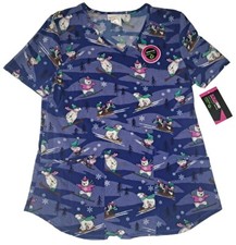 Scrubstar Women's Winter Polar Bear Penguin Christmas Scrubs Scrub Top 2XL C30