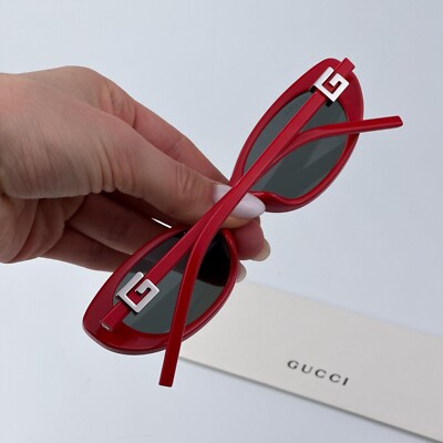 Gucci Women AUTHENTIC Sunglasses Shiny Red Grey Cat Eye  display picture 2