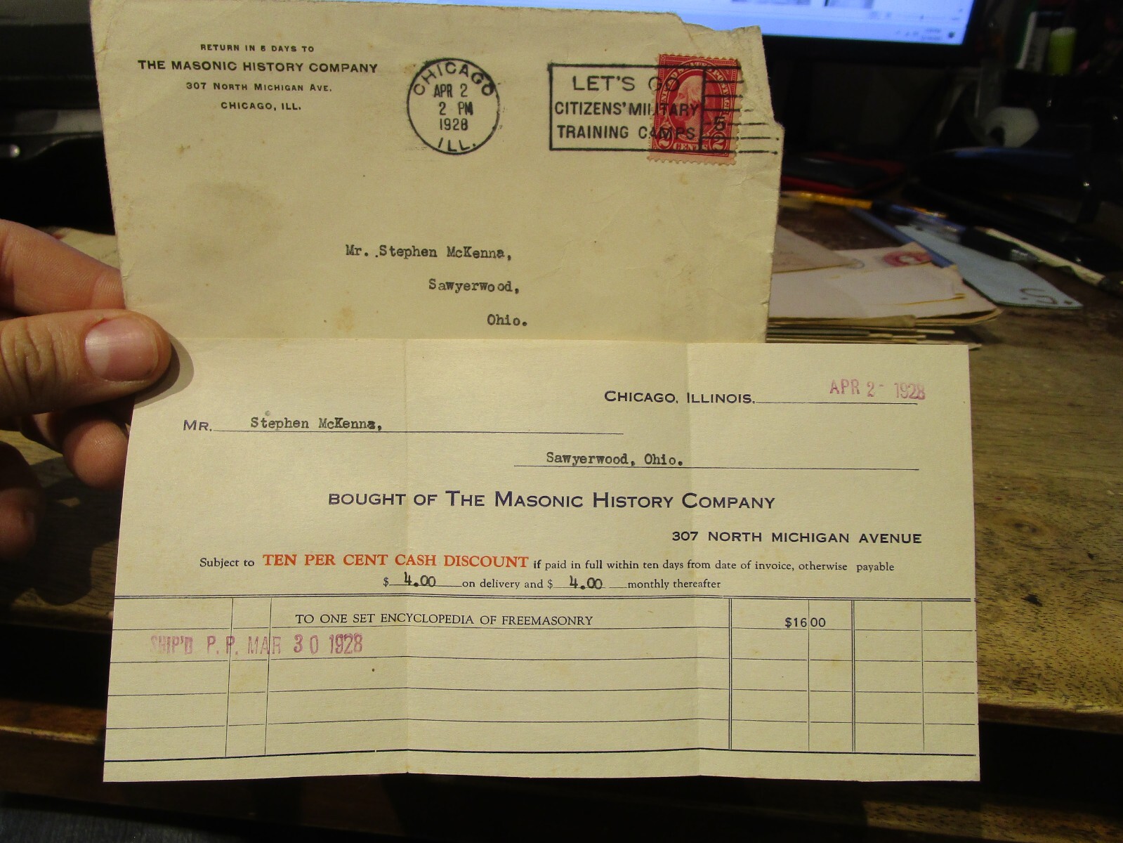 1928 Masonic History Company Chicago Illinois Sawyerwood Ohio