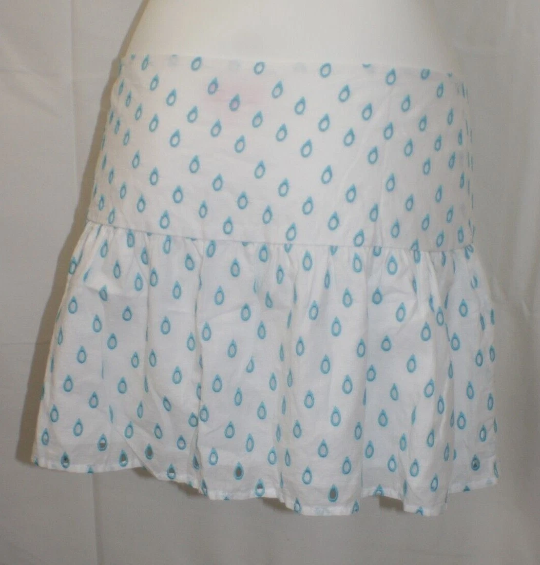 Lilly Pulitzer Wms Sz 6 100% Cotton Eyelet Mini Skirt Fully Lined White & Blue
