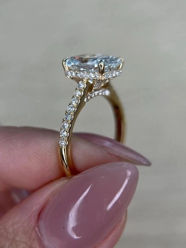 3.30 Carat Cushion Cut G/VS1 Lab Grown Diamond Engagement Ring 14k Yellow Gold - Picture 2 of 9