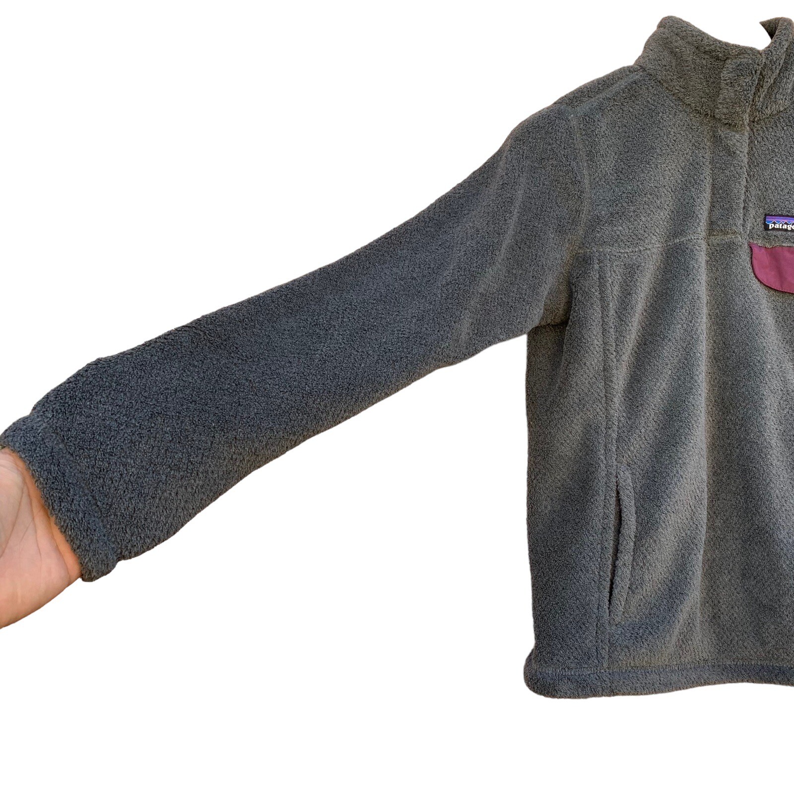 Patagonia Re-tool Snap Pullover Gray Purple Women's Size Small Fleece Sweater thumbnail 3