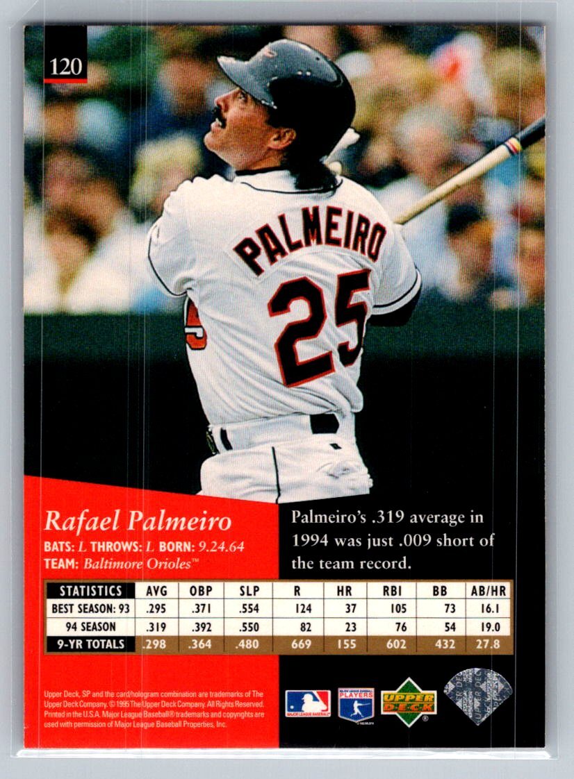 💎1995 SP Superbafoil Baseball #120 Rafael Palmeiro - Baltimore