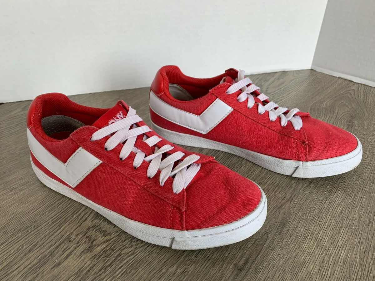 Pony Sneakers Red Textile Women s 8 eBay