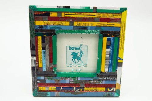 Two New Matching Recycled Vintage Tin Can Picture Frames by Karma Living 6x4 3x3 - Picture 5 of 6