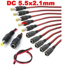 DC 5.5x2.1mm Male Female Power Socket Jack Plug Wire Connector Cable CCTV LED 2A