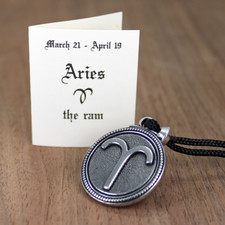 Aries Zodiac Pendant Necklace Astrology Horoscope Pewter Jewelry Talisman