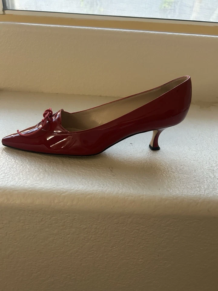 Tacón para mujer Manolo Blahnik talla 38,5 charol rojo hecho en Italia Foto 3 de 3