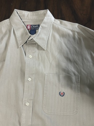 Chaps Ralph Lauren Shirt Mens XXL Long Sleeve Button Down Tan - Picture 2 of 4