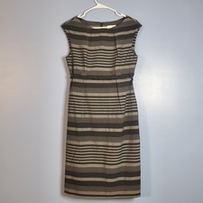 Gray & Black Striped Sleeveless Belted Dress Size S Calvin Klein - Work or Play