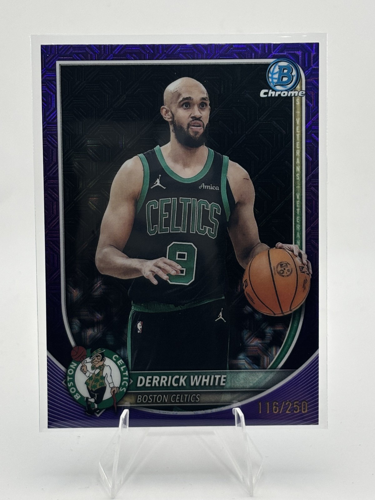 2025-26 Bowman Chrome Derrick White Purple Mojo Refractor/250 Boston Celtics