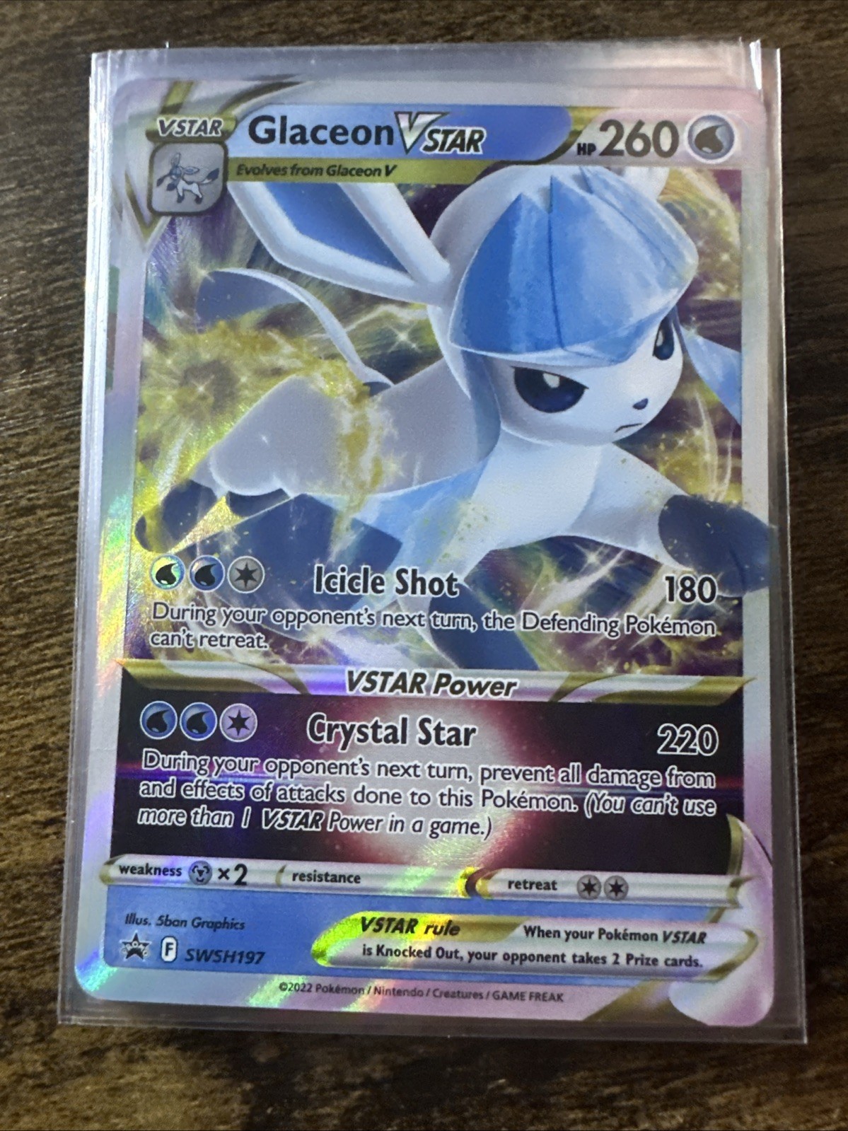 Glaceon VSTAR SWSH197 Black Star Promo, Sword & Shield Full Art Holo Pokemon TCG