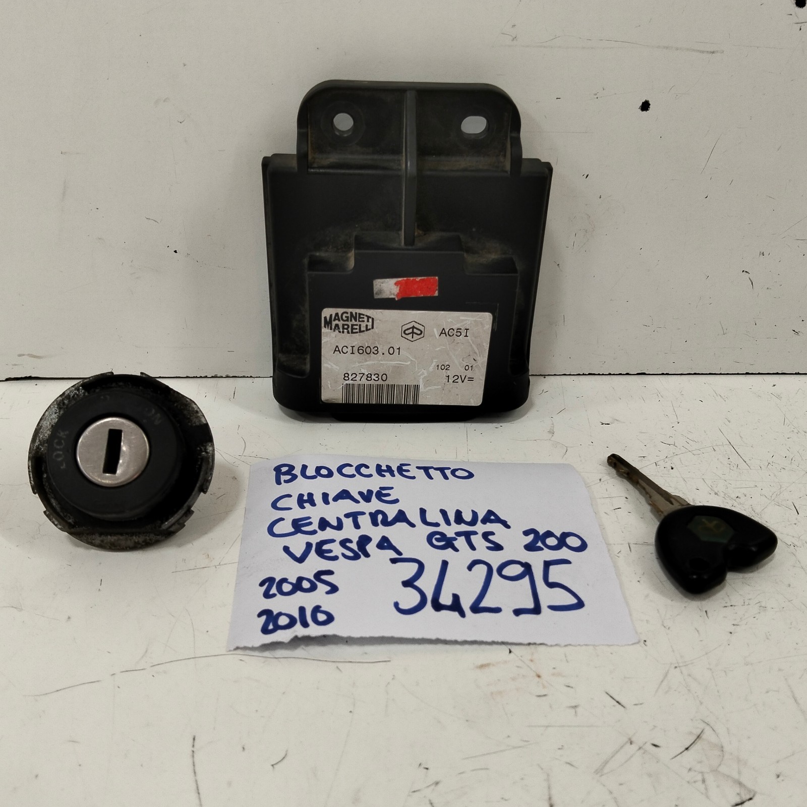 BLOCCHETTO CHIAVE CENTRALINA PIAGGIO VESPA GTS GT 200 2004 2005 2006 VEDI📷