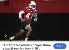 #41 Kenyan Drake Arizona Cardinals NFL Practice Worn Used Nike Football Jersey