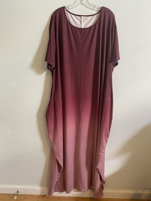 Ombre Burgundy Pink Short Sleeve Women's Gown Plus Size 5XL Round Neck