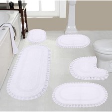 Hampton crochet reversible bathmat 100 cotton bathroom rugs set, wash
